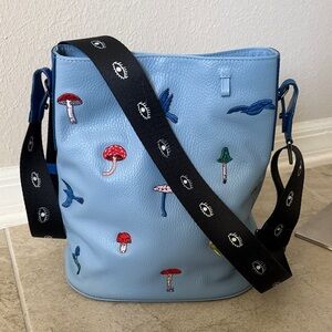 Min and Mon Vincent Bucket Bag with Embroidered Mushrooms brand new